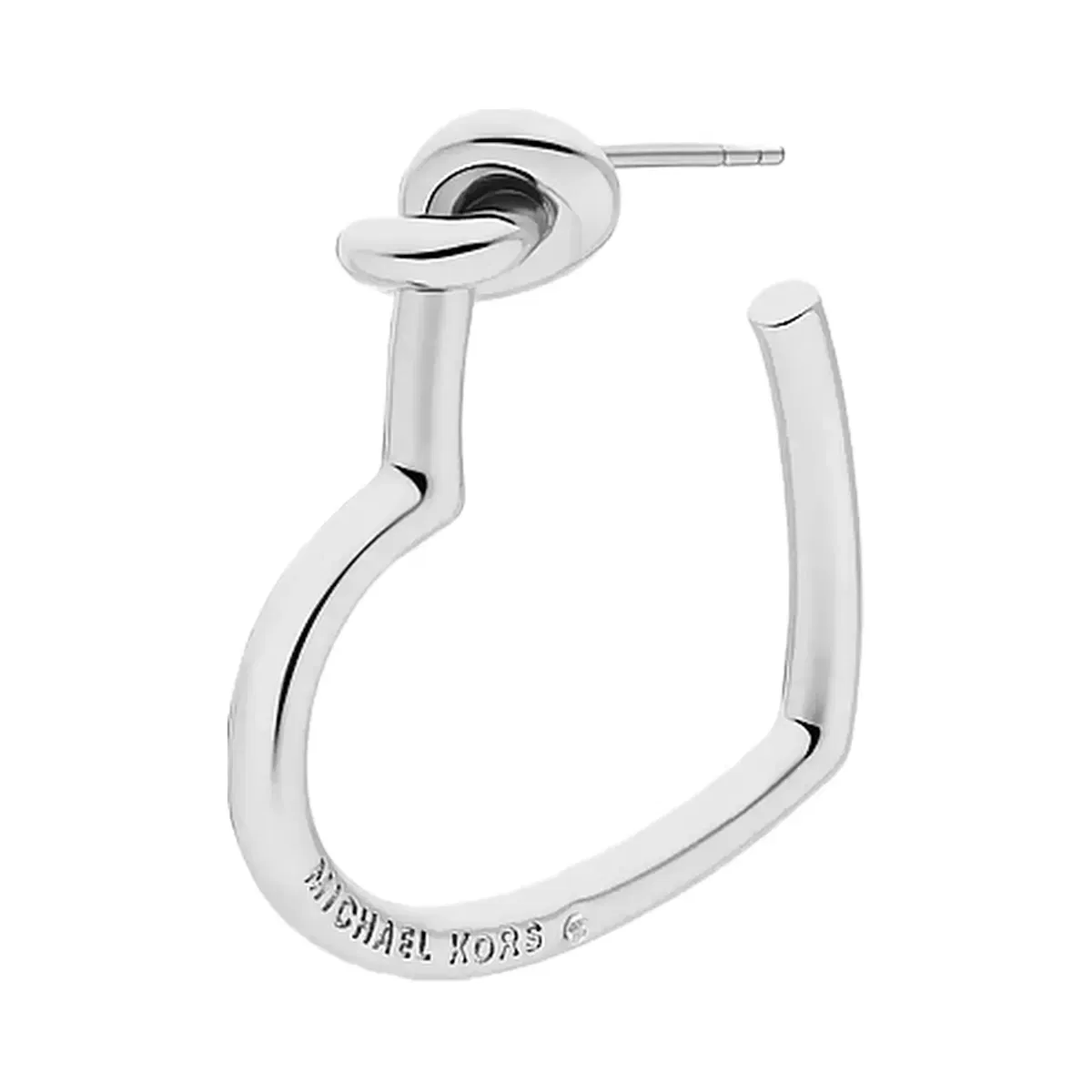 Michael Kors Knotted Heart Hoop Earrings Silver