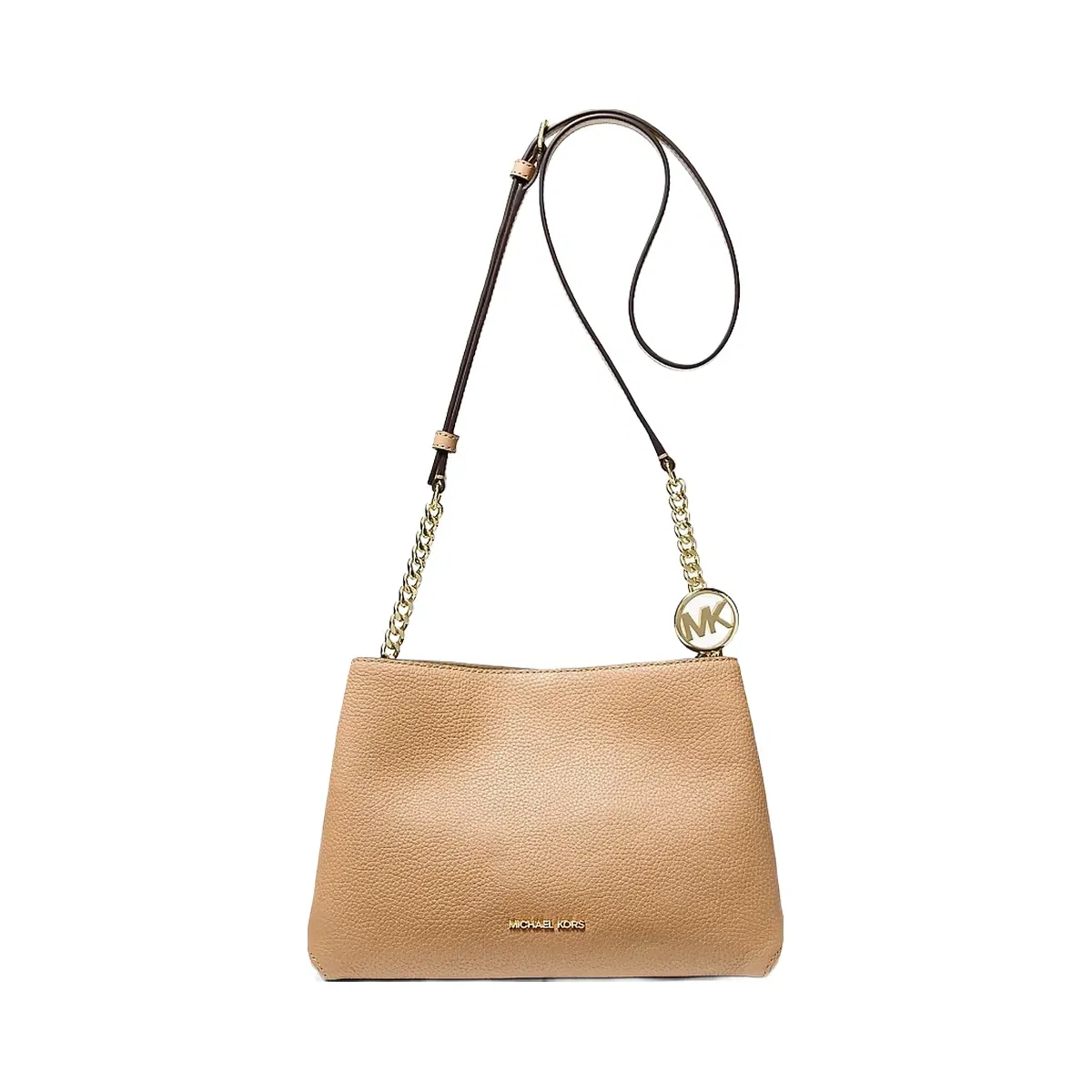 Michael Kors Christina Small Pebbled Leather Crossbody Bag Camel