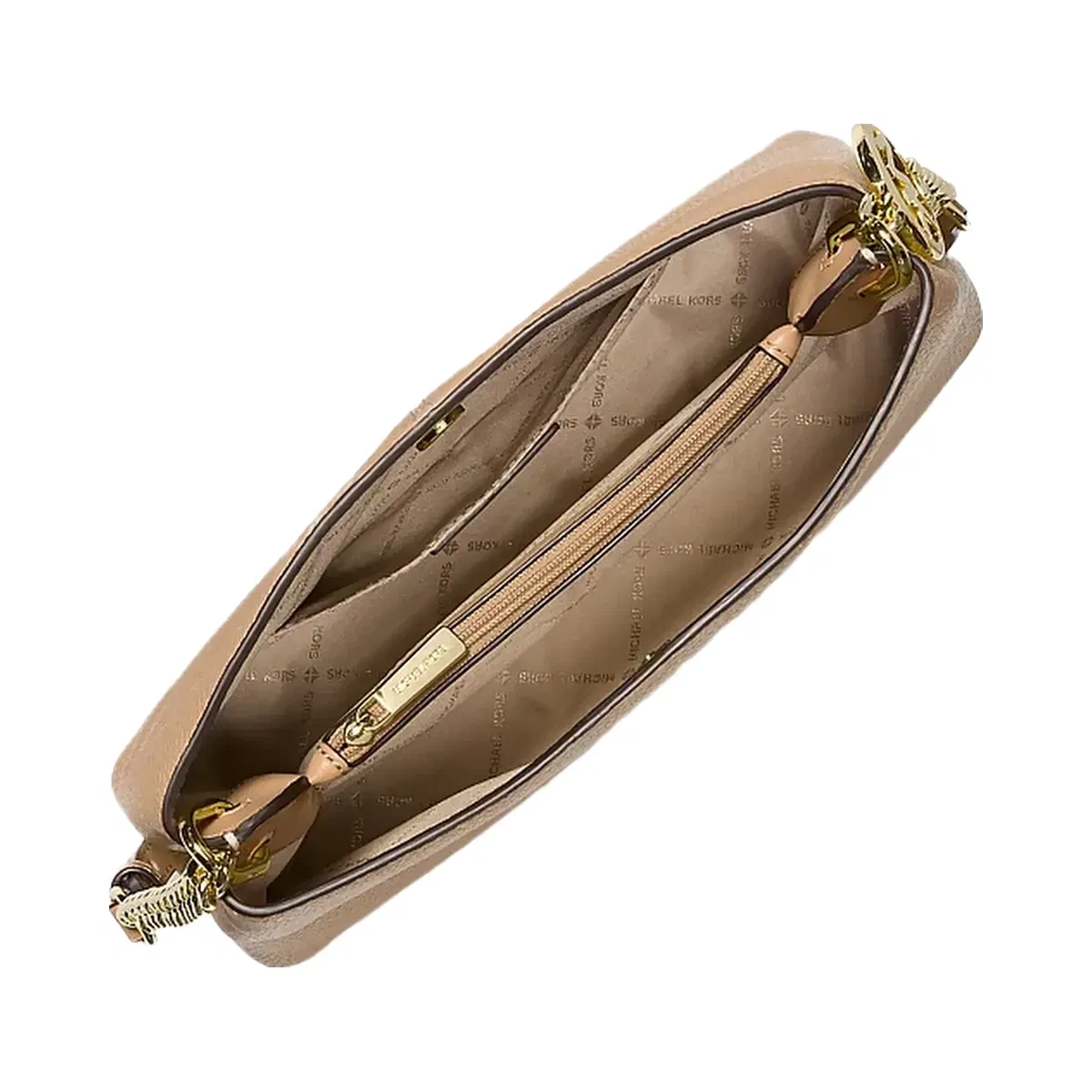 Michael Kors Christina Small Pebbled Leather Crossbody Bag Camel