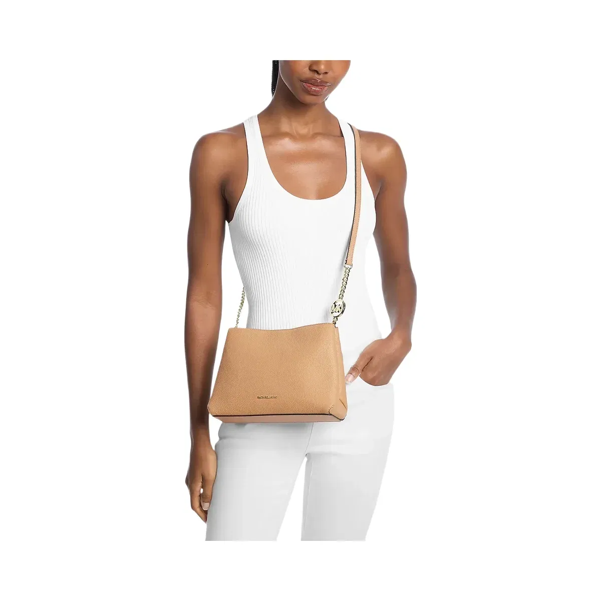 Michael Kors Christina Small Pebbled Leather Crossbody Bag Camel