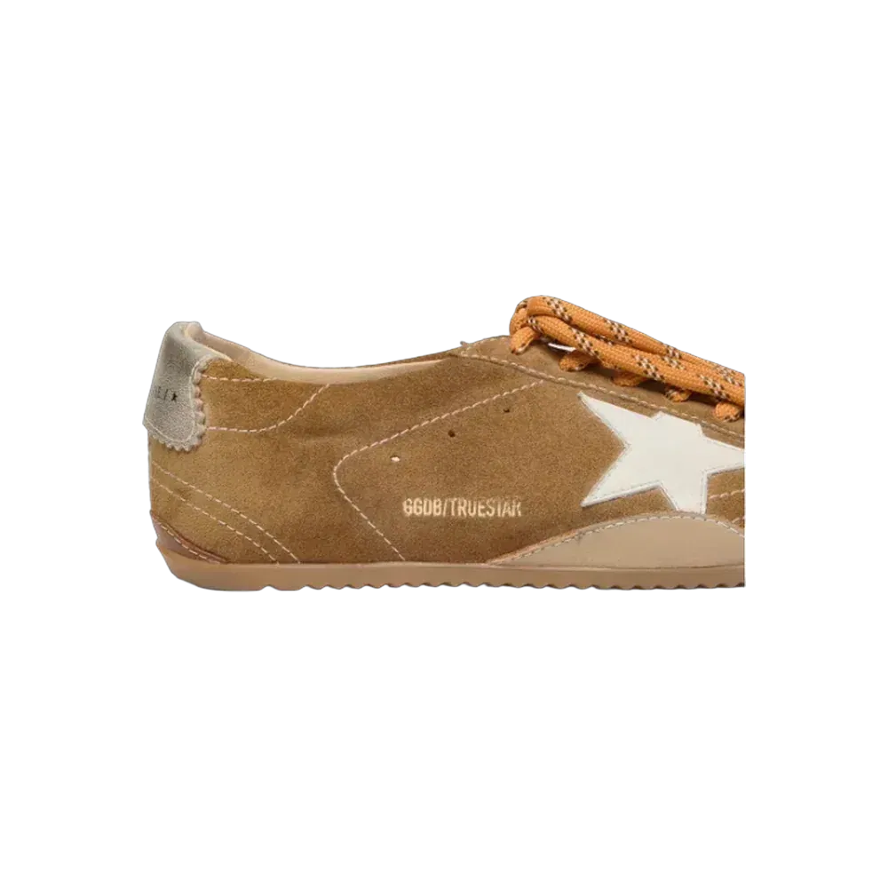 Golden Goose True-Star In Tobacco-Colored Suede With White Star And Platinum Heel Tab