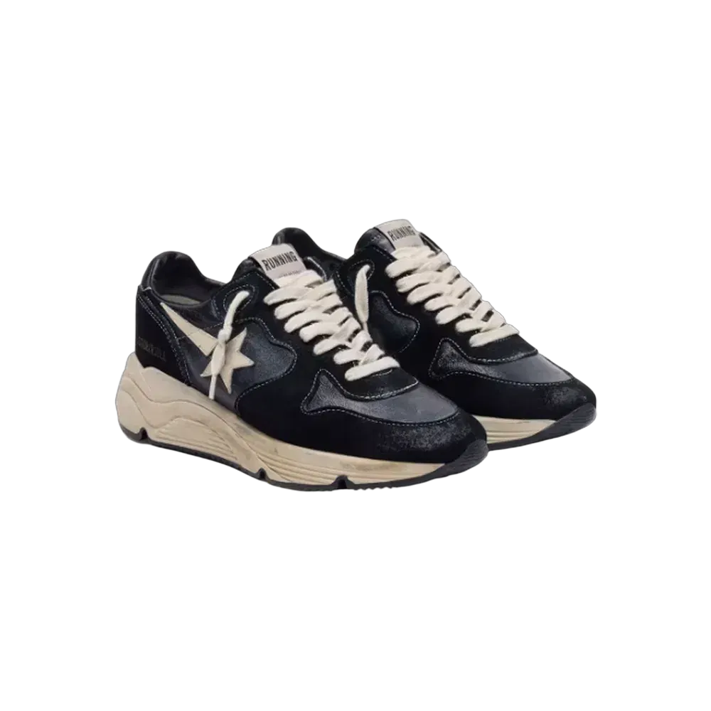 Golden Goose Running Sole In Black Nappa And Suede