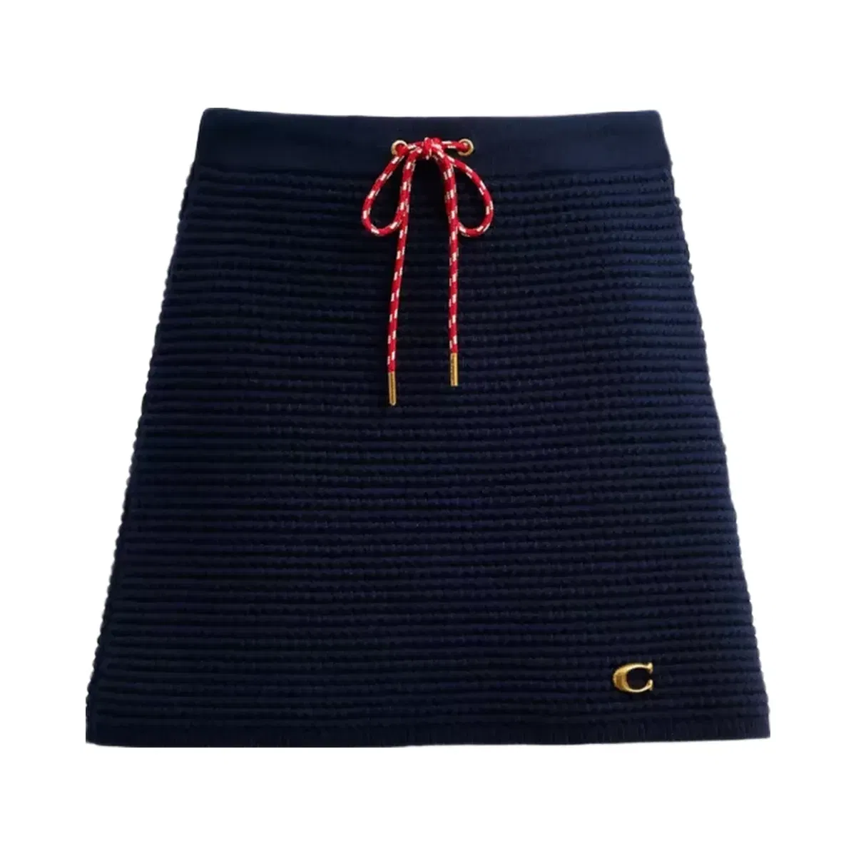 Coach Textured Knit Skirt in Navy Blue