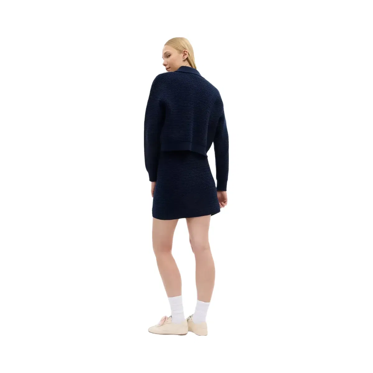Coach Textured Knit Skirt in Navy Blue