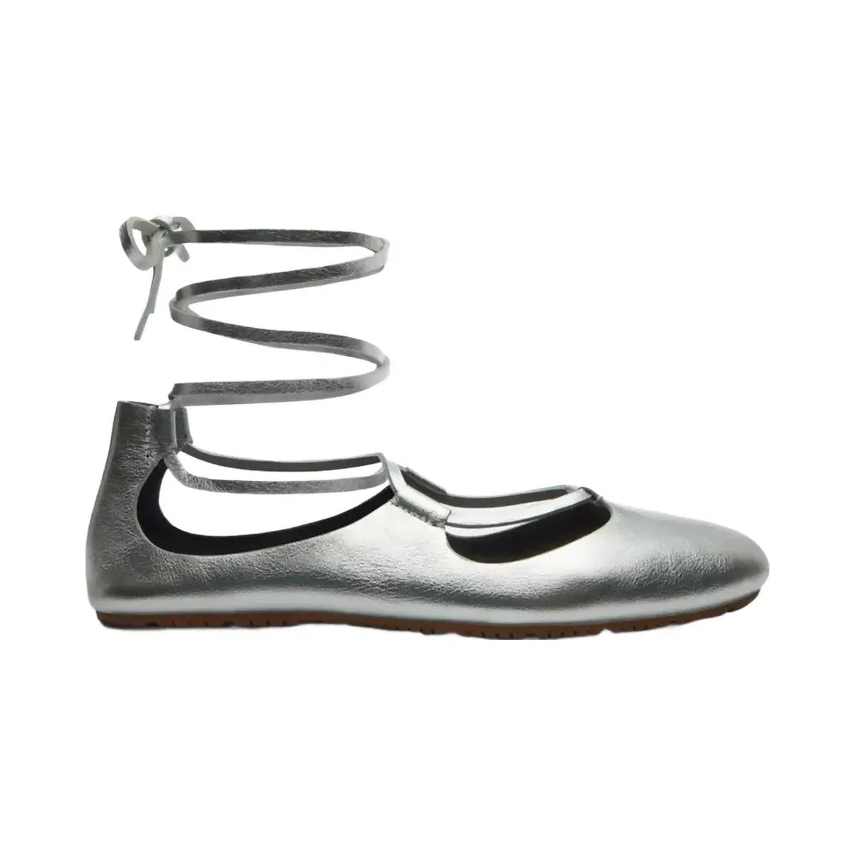 Coach Lace-Up Soft Ballet Flat in Silver