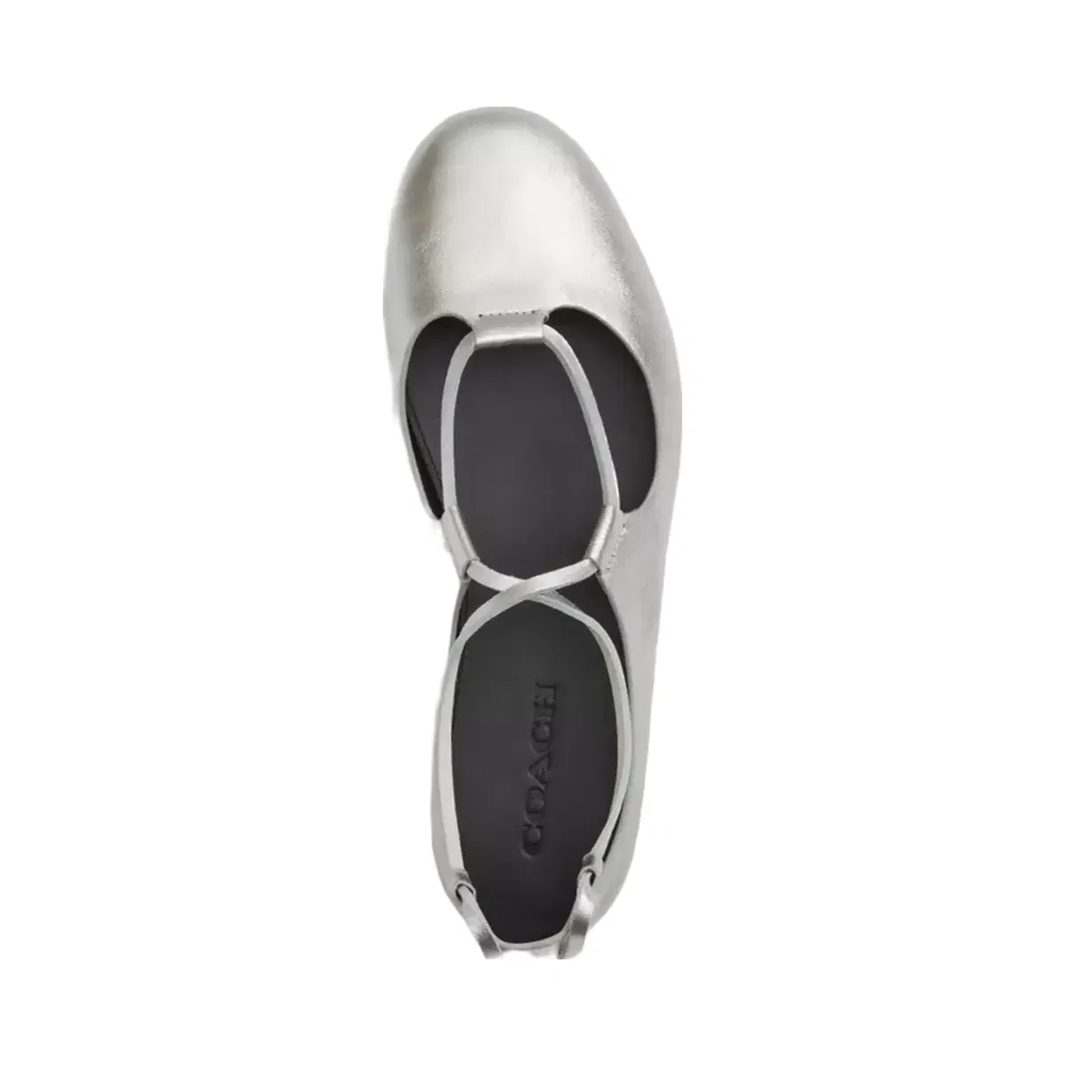 Coach Lace-Up Soft Ballet Flat in Silver