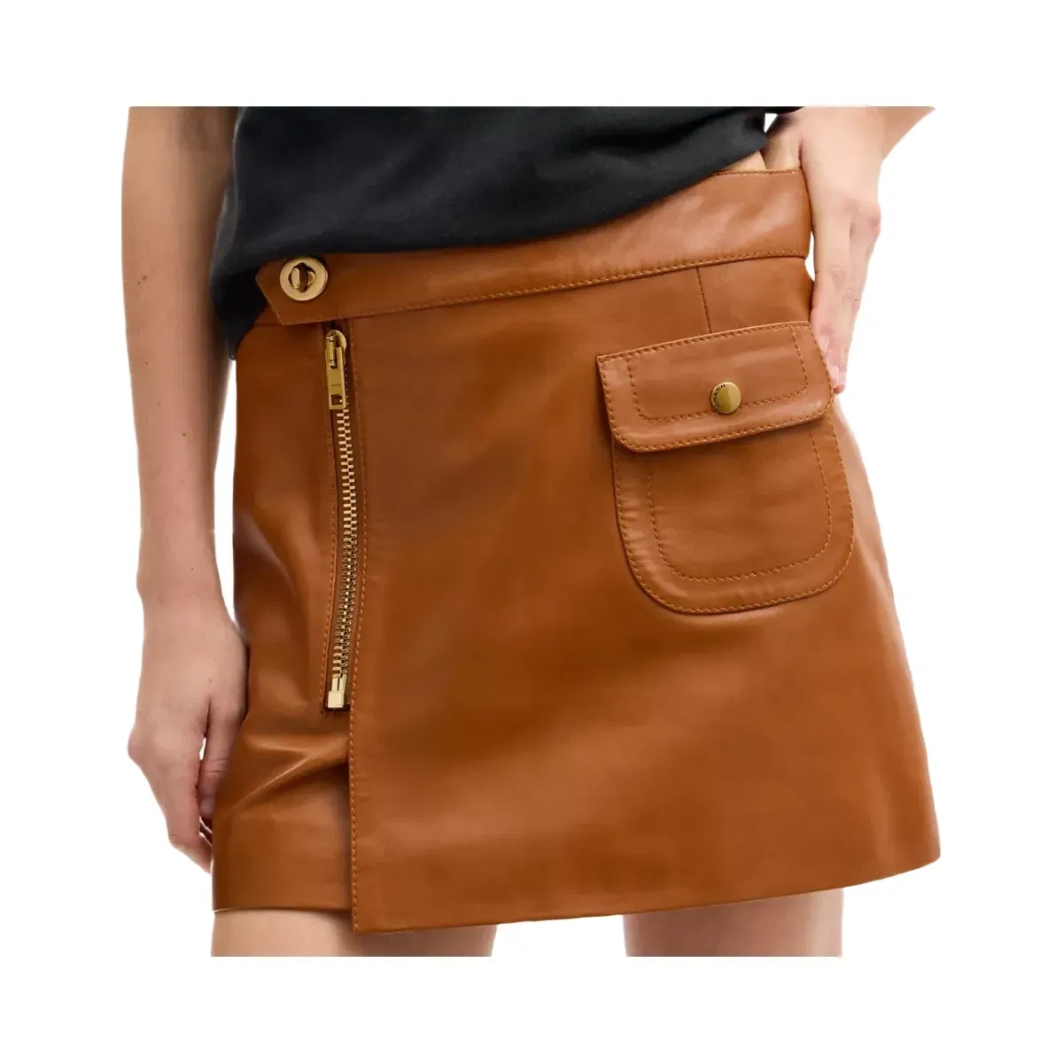 Coach Mini Leather Heritage Skirt in Saddle