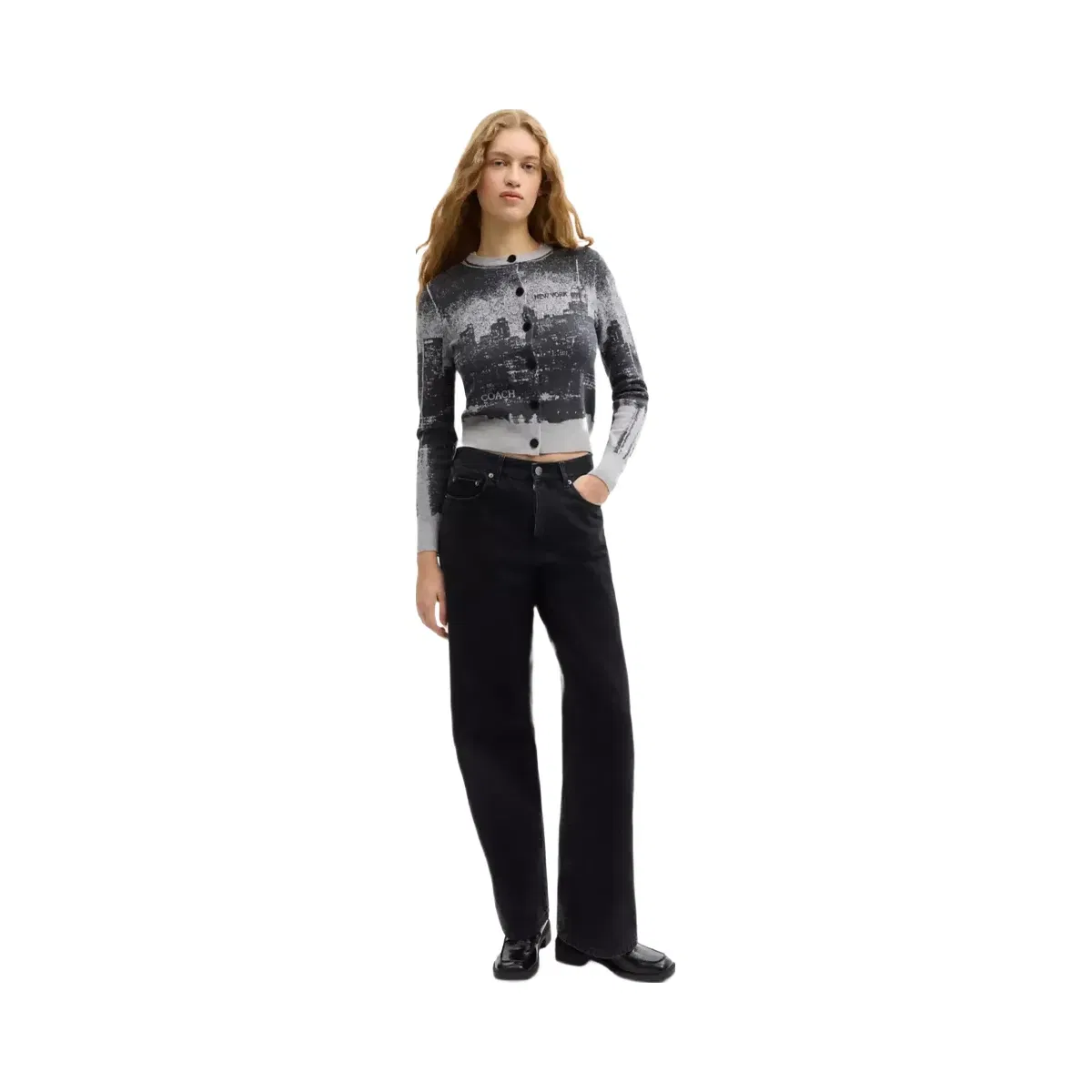 Coach Postcard Cardigan in Black