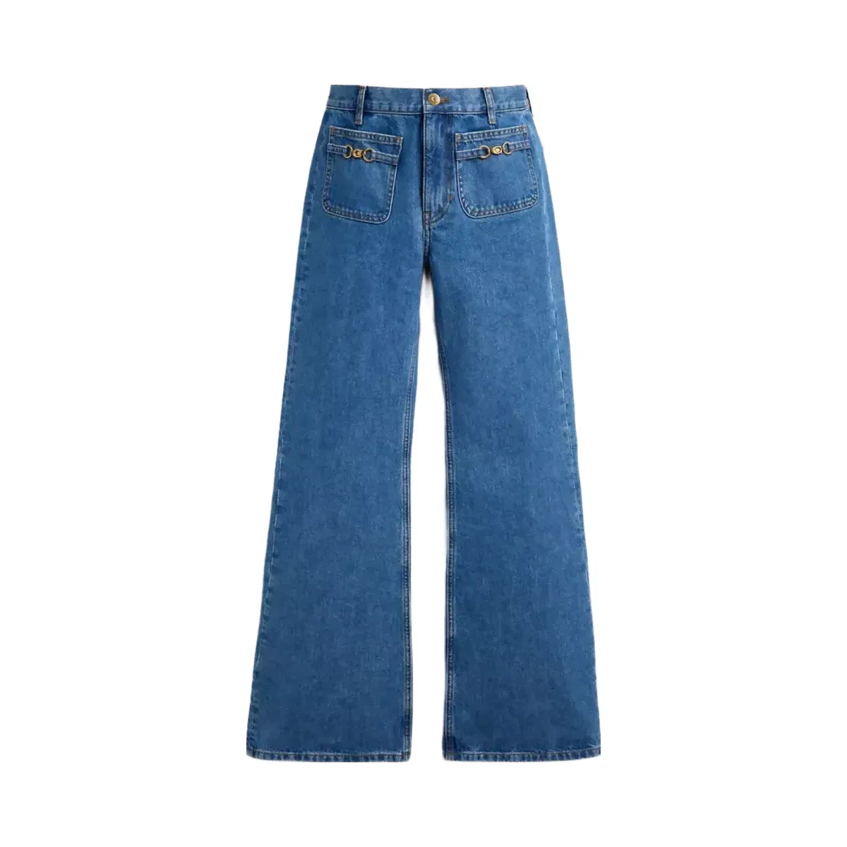 Coach Sculpted C Denim Pants In Organic Cotton in Medium Blue