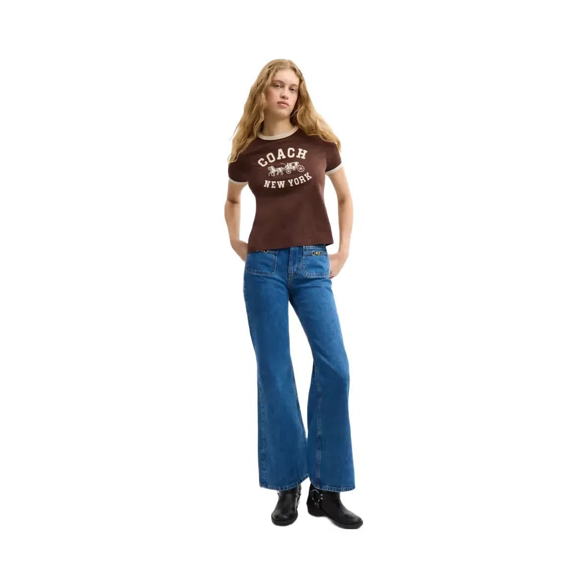 Coach Sculpted C Denim Pants In Organic Cotton in Medium Blue