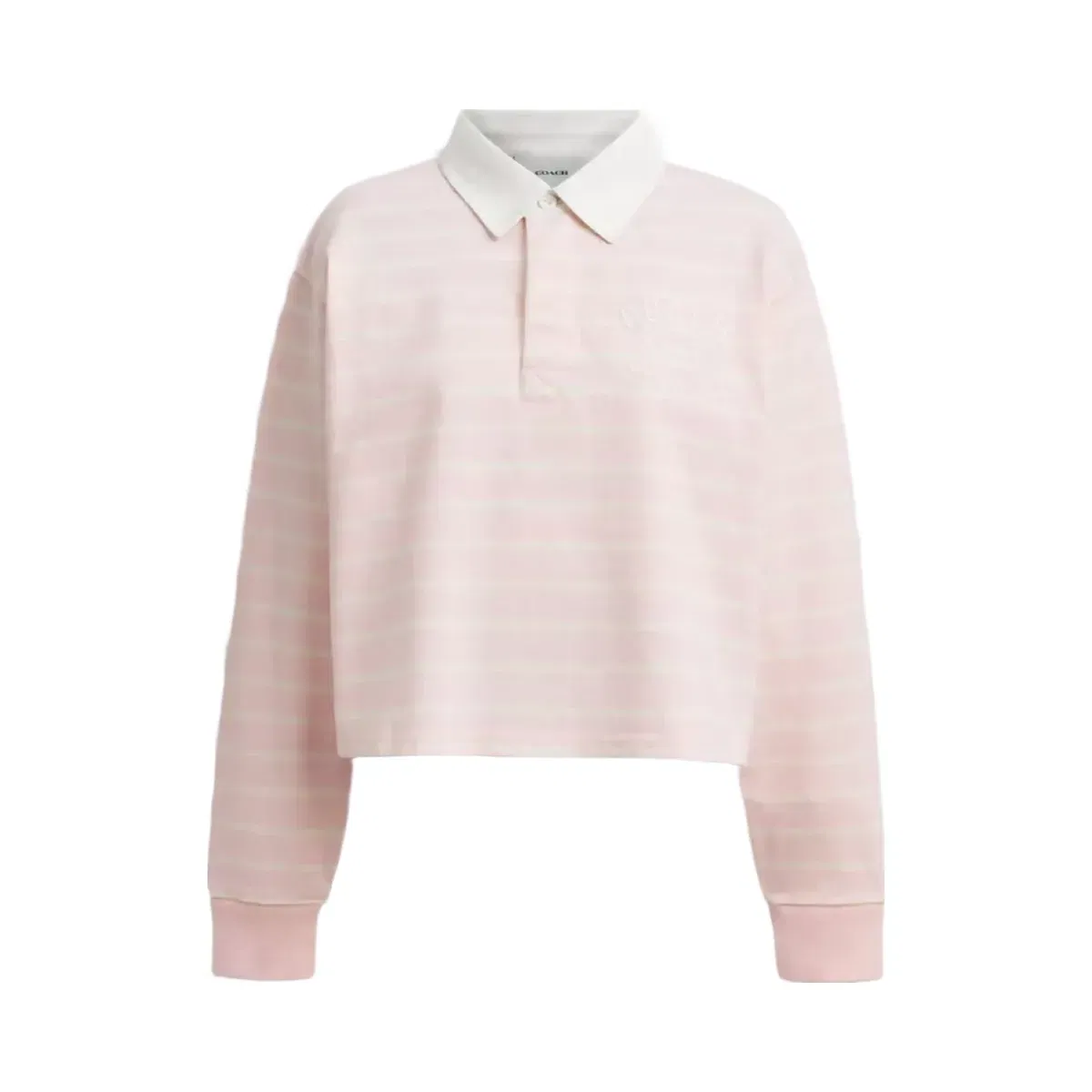 Coach Horse And Carriage Striped Rugby Polo In Organic Cotton in Pink