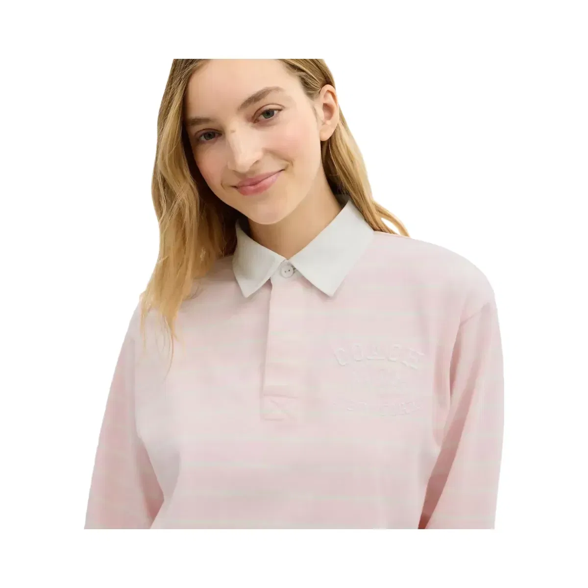 Coach Horse And Carriage Striped Rugby Polo In Organic Cotton in Pink