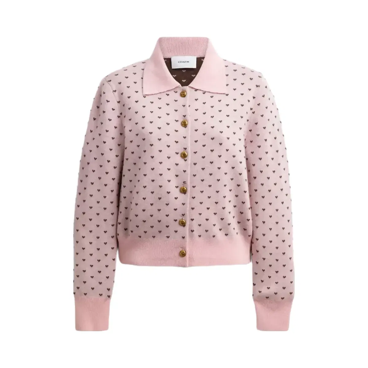 Coach Shrunken Heart Cardigan in Pink