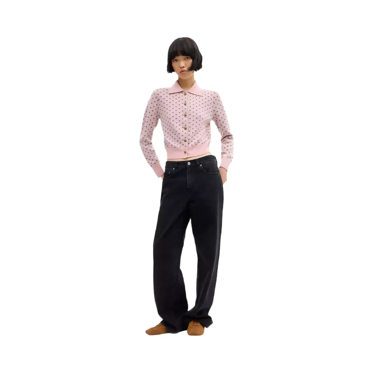 Coach Shrunken Heart Cardigan in Pink