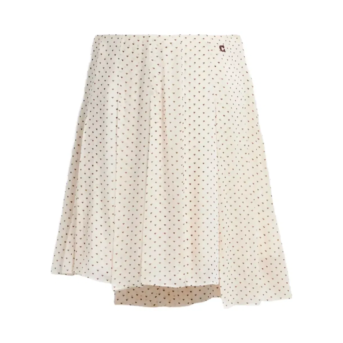 Coach Printed Asymmetrical Pleated Skirt in Cream Multi