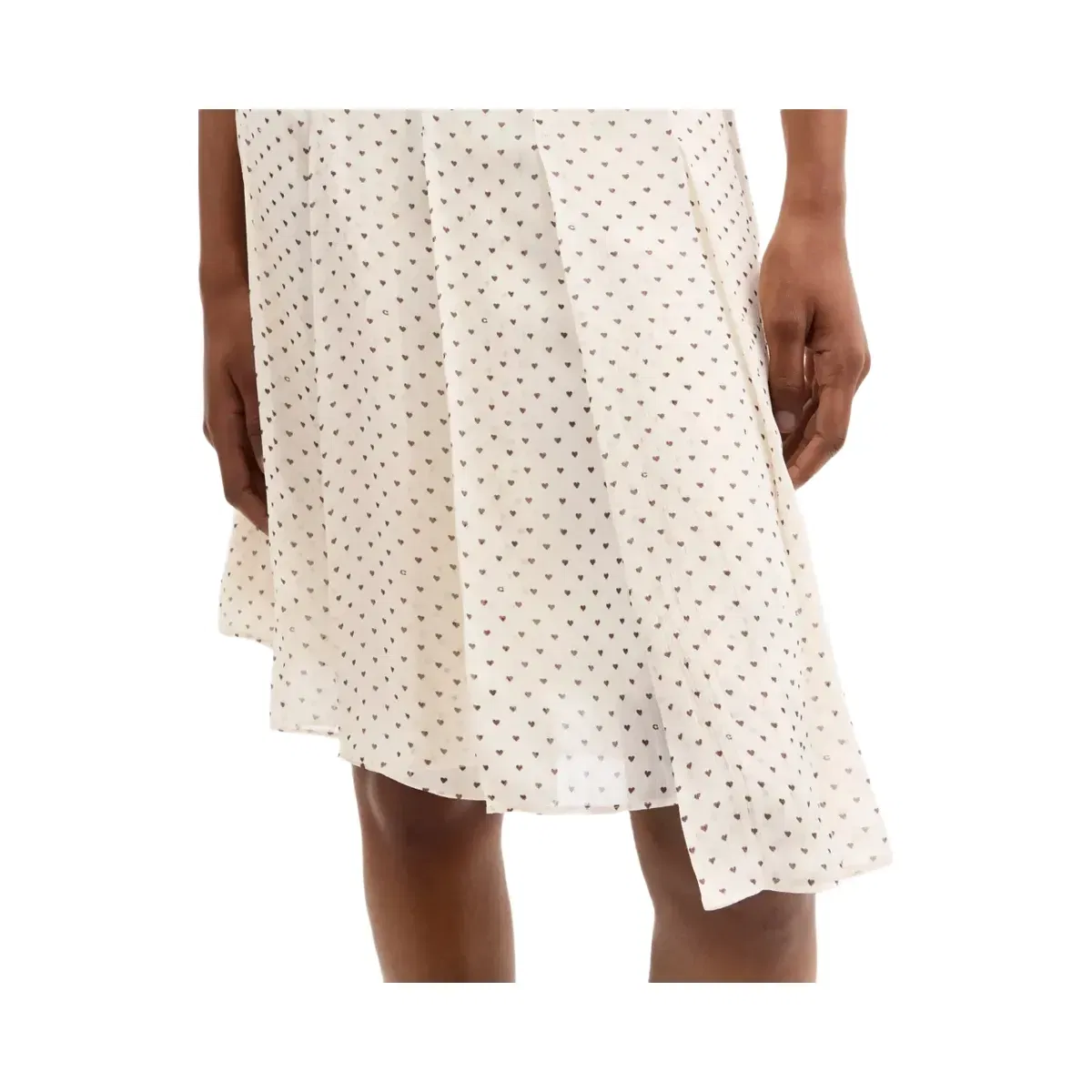 Coach Printed Asymmetrical Pleated Skirt in Cream Multi