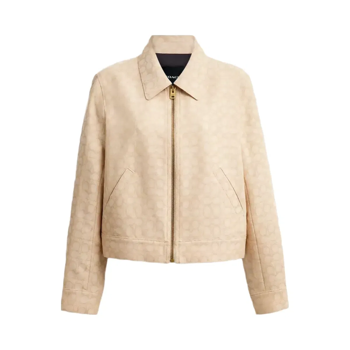 Coach Signature Zip Front Jacket in Light Khaki
