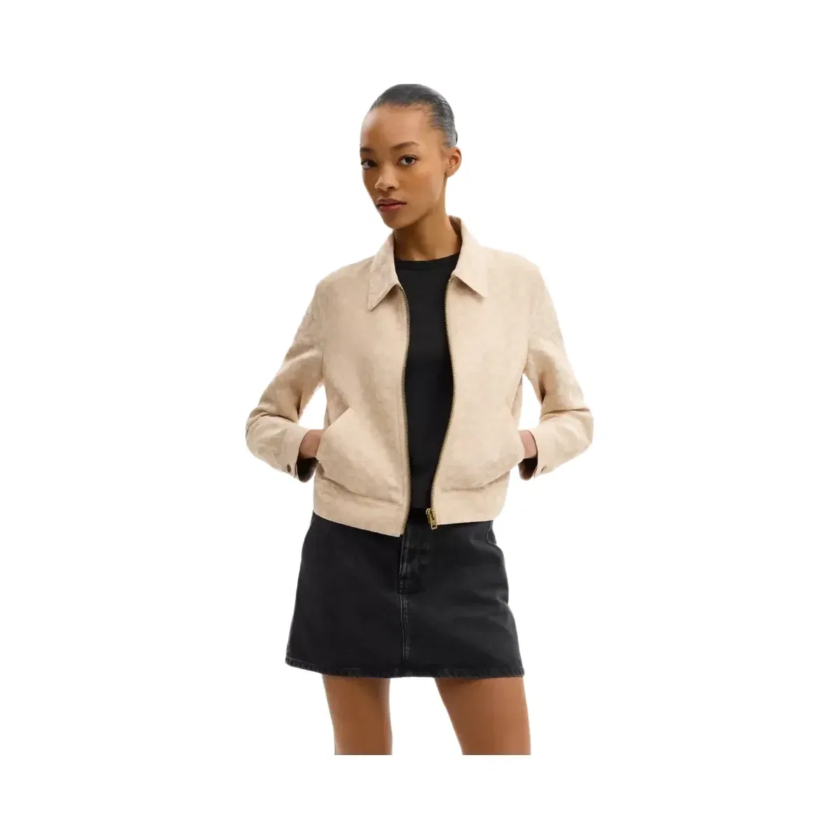 Coach Signature Zip Front Jacket in Light Khaki