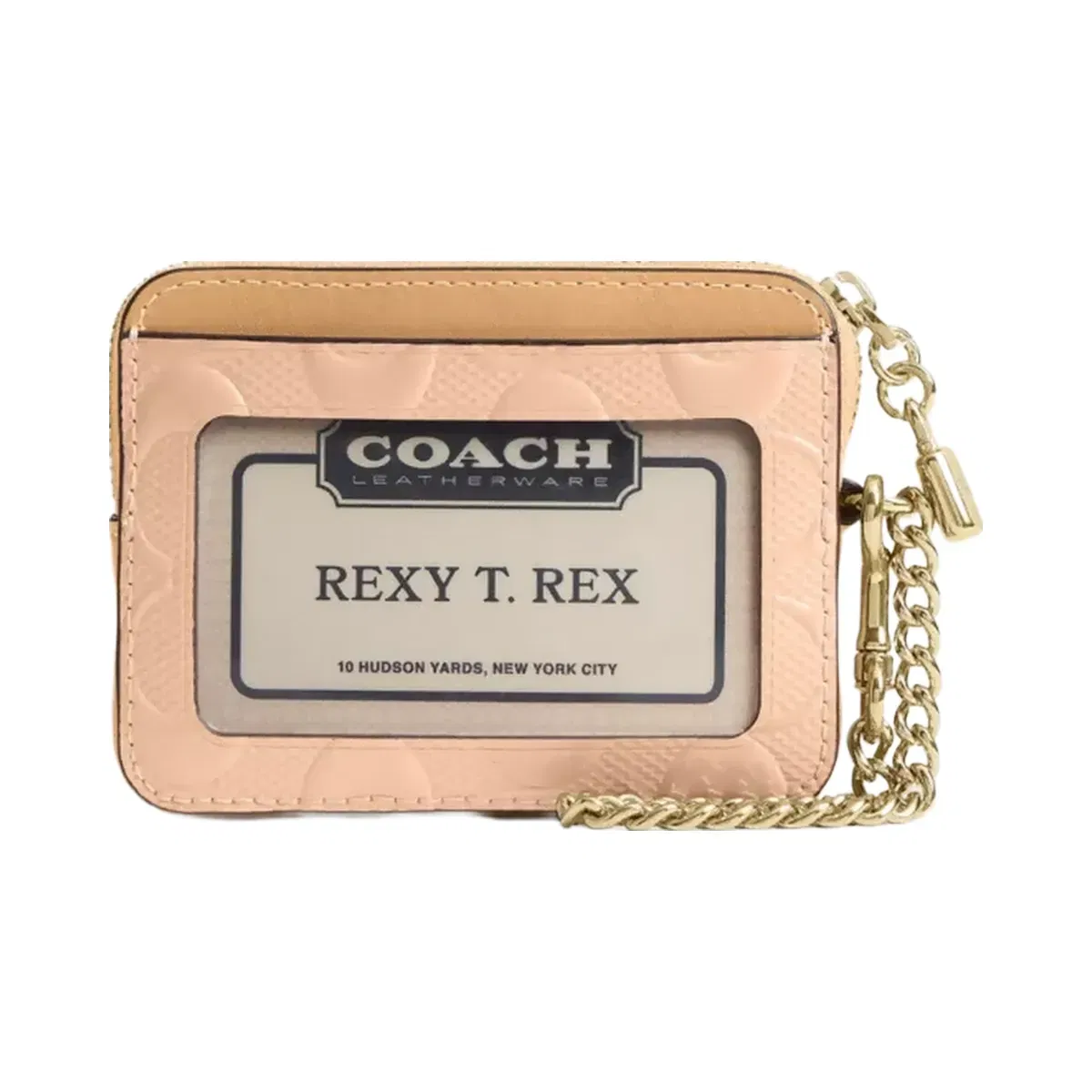 Coach Zip Card Case In Signature Leather With Charm in Gold Faded Blush