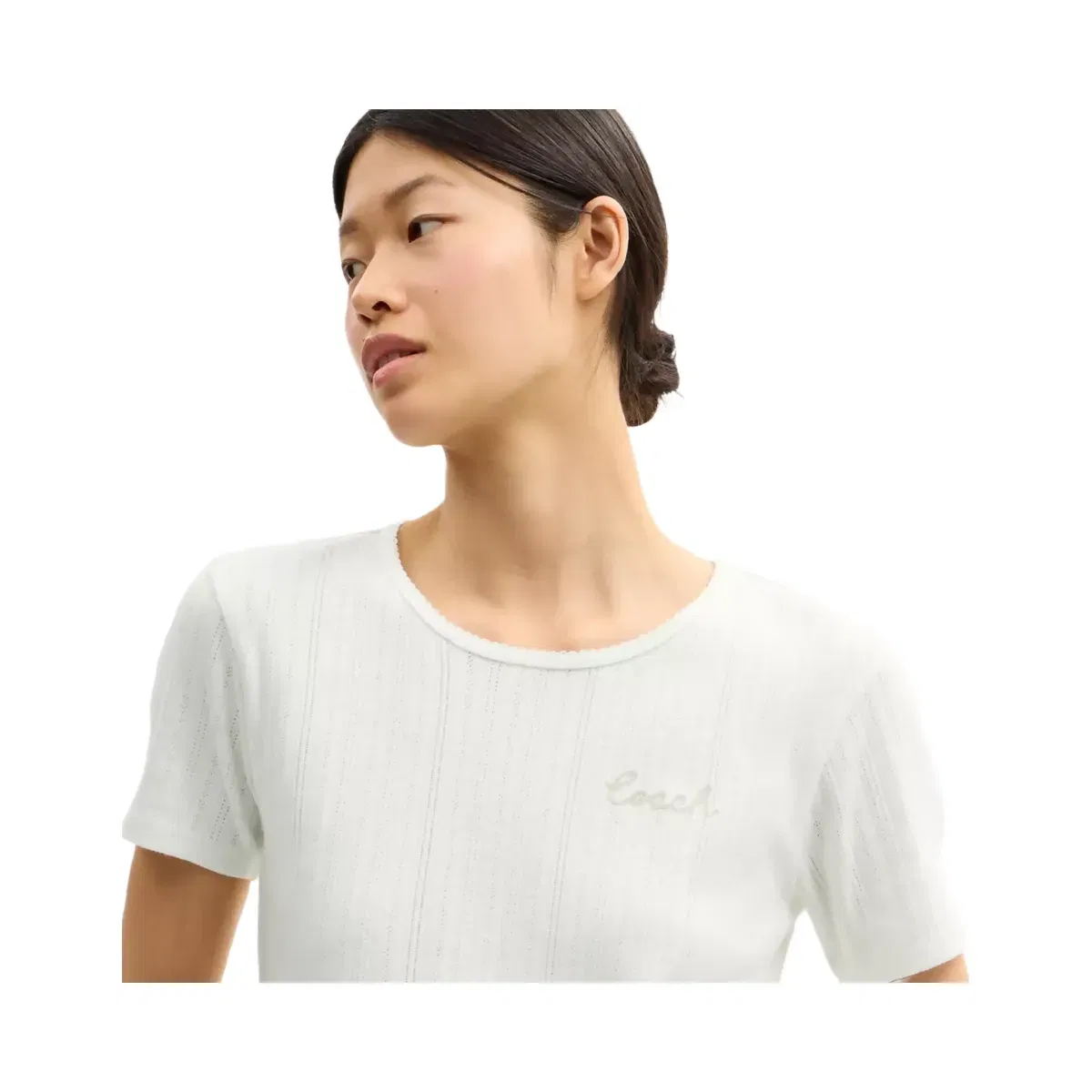 Coach Pointelle T-Shirt in Off White