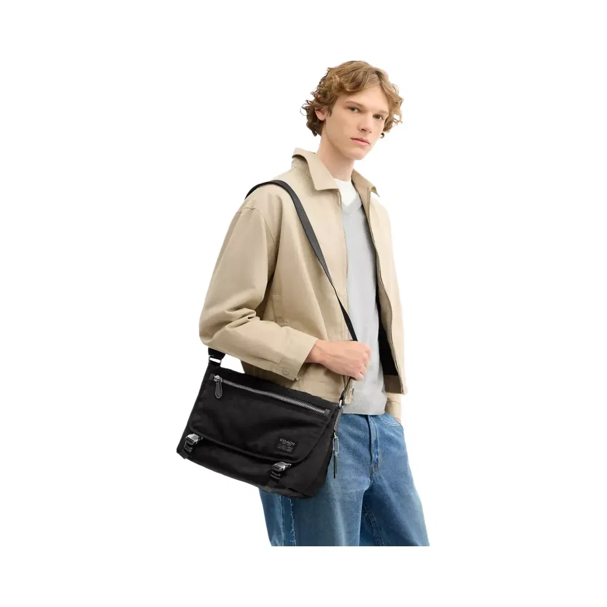 Coach Lane Messenger In Signature Nylon in Black