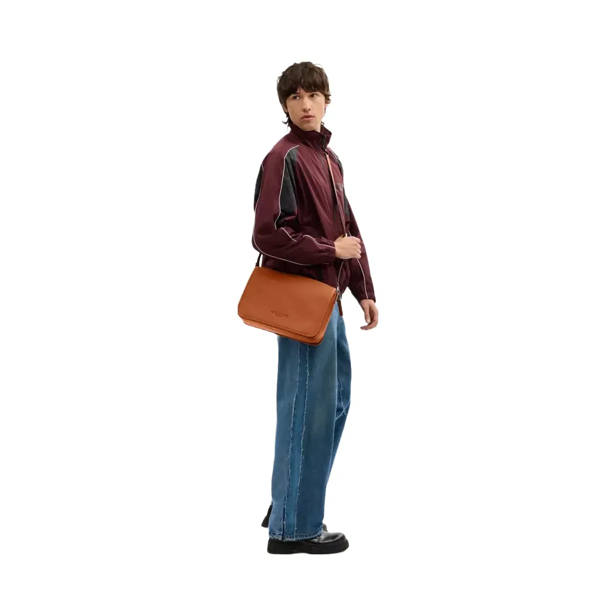 Coach Colby Messenger Bag 32 in Silver Amber Brown