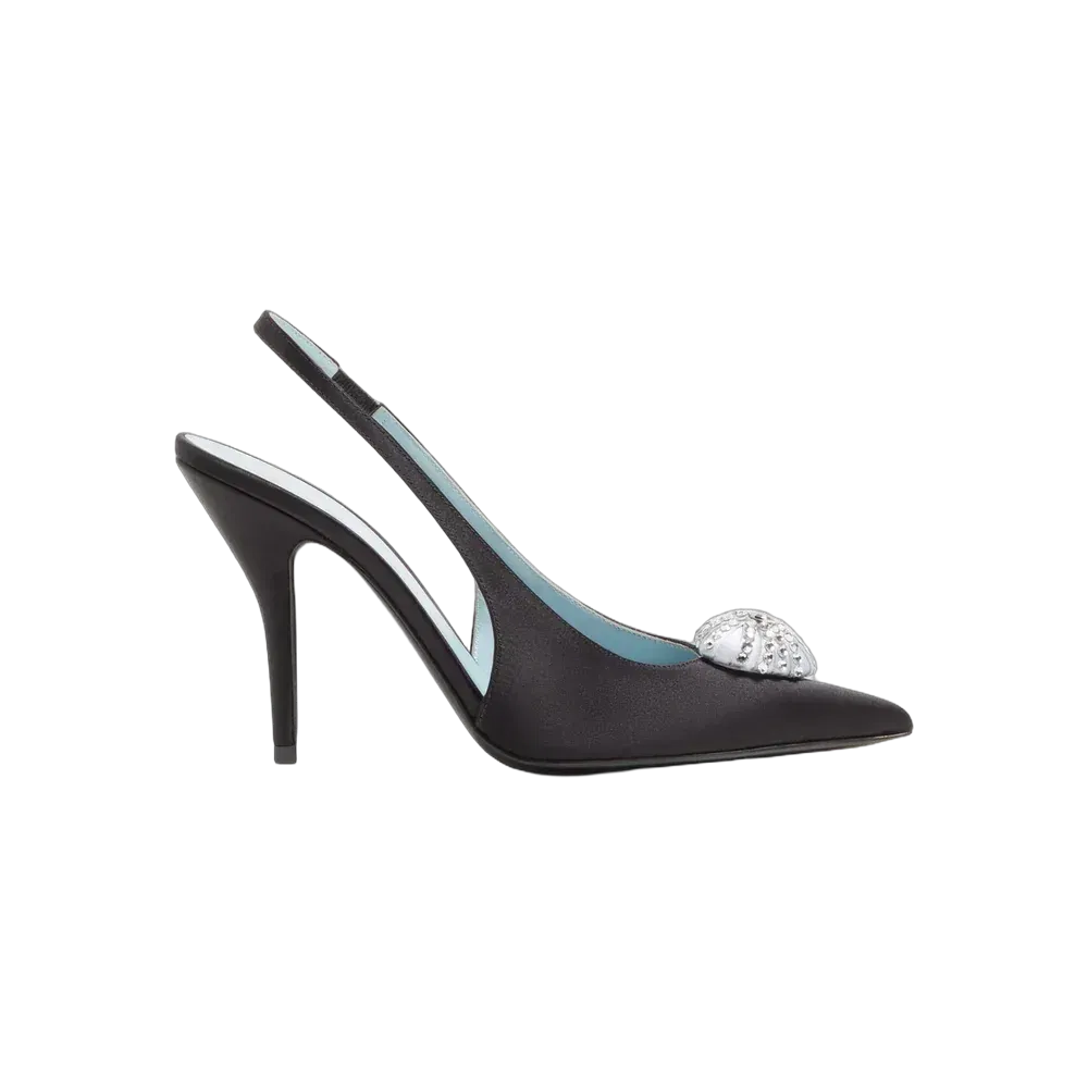 Valentino Coeur Royal Satin Slingback Pump 100mm Black