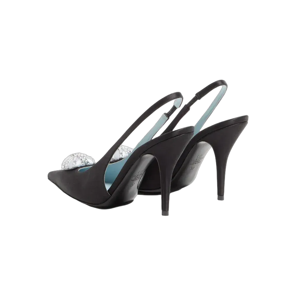Valentino Coeur Royal Satin Slingback Pump 100mm Black