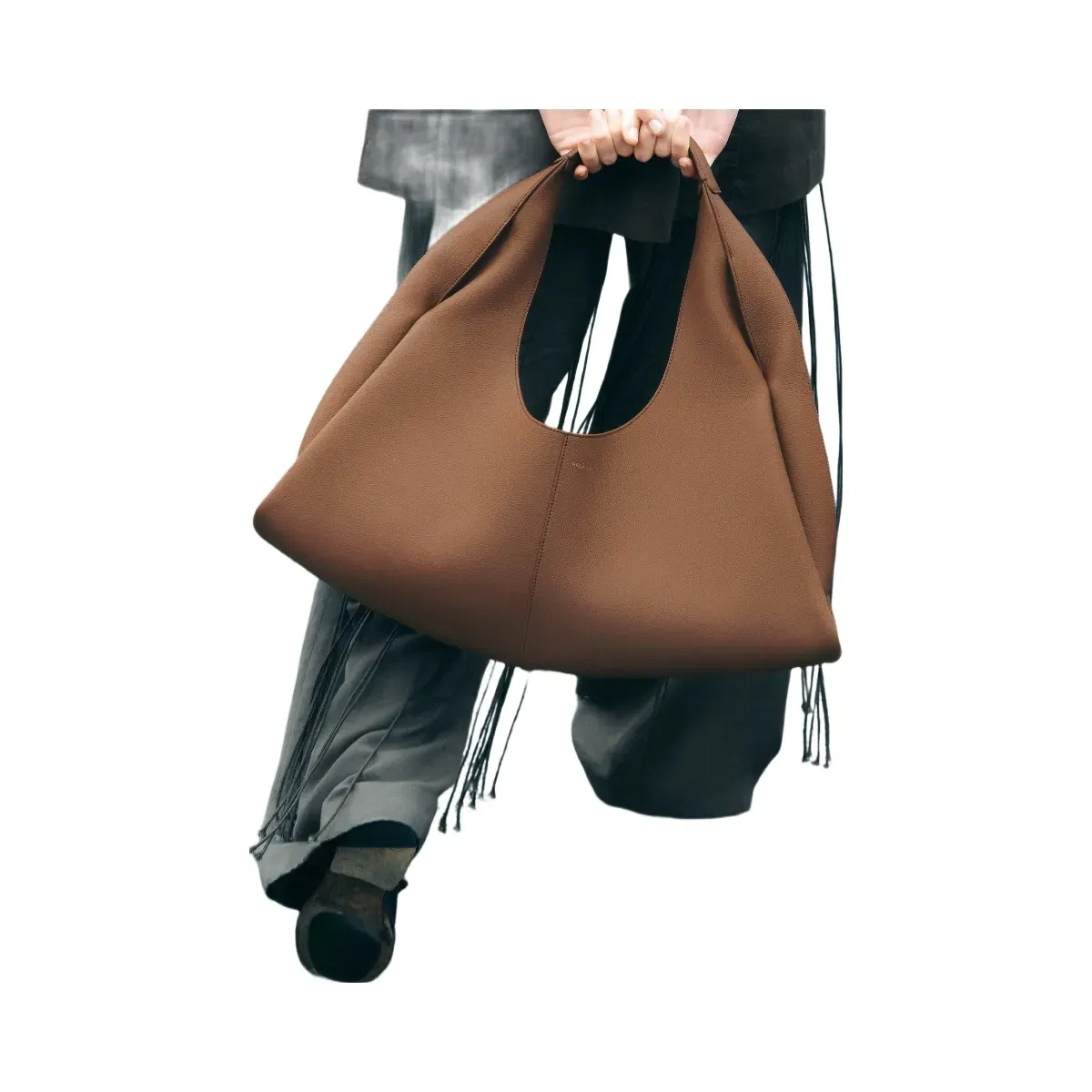 Polène Shuldo Textured Leather Bag Brown