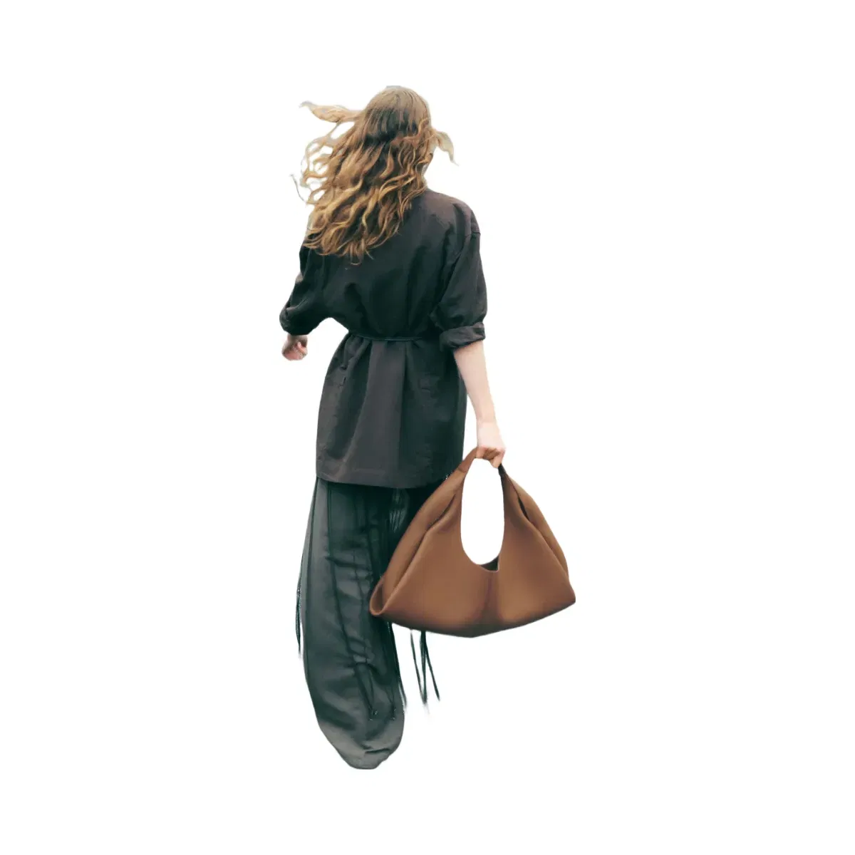 Polène Shuldo Textured Leather Bag Brown