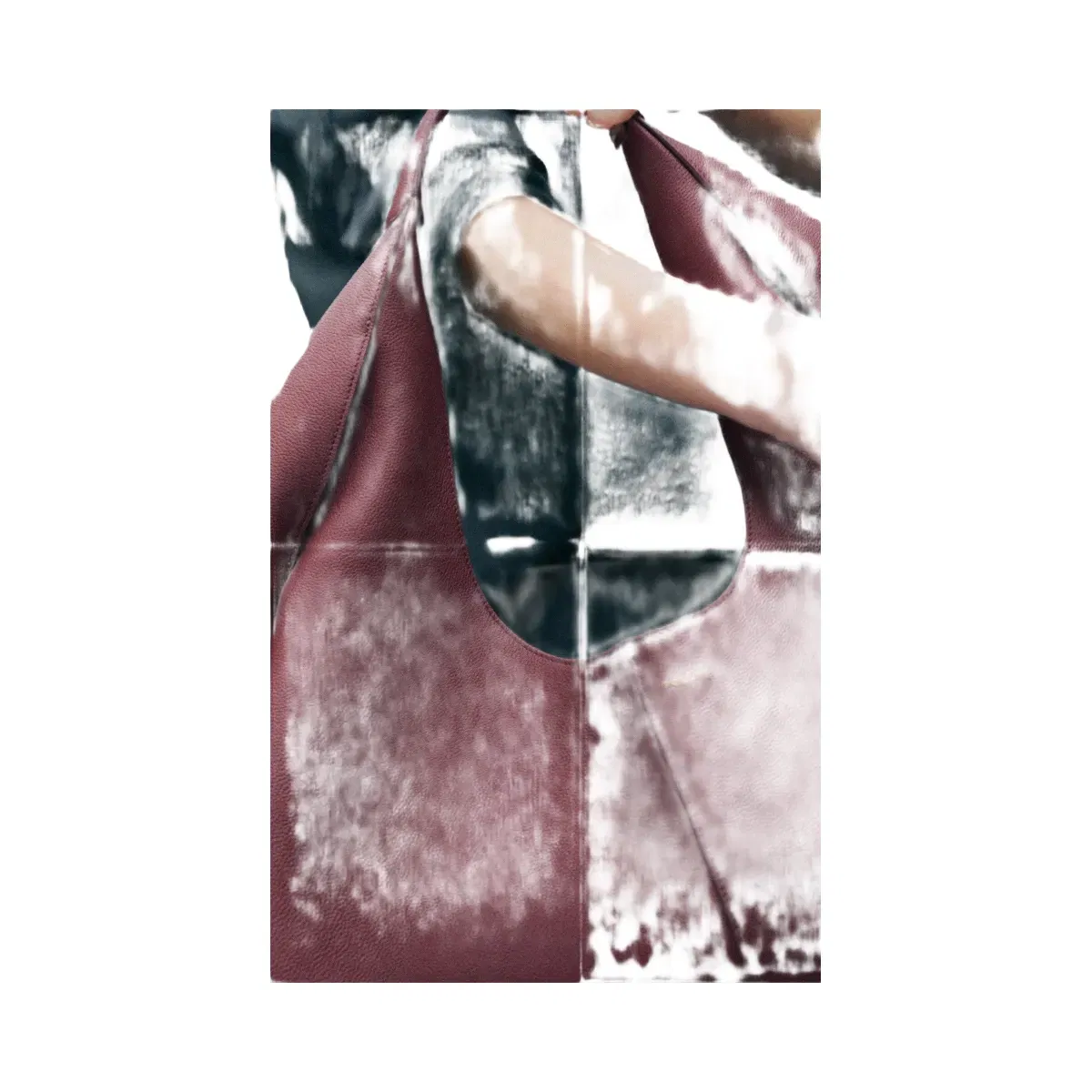 Polène Shuldo Textured Leather Bag Black Cherry