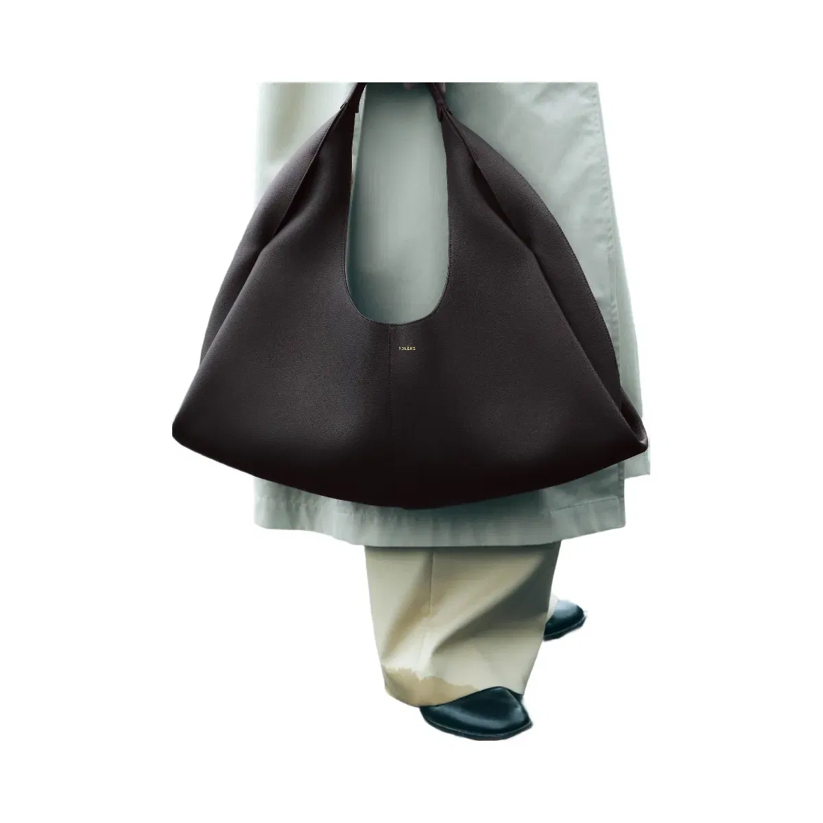 Polène Shuldo Textured Leather Bag Ebony