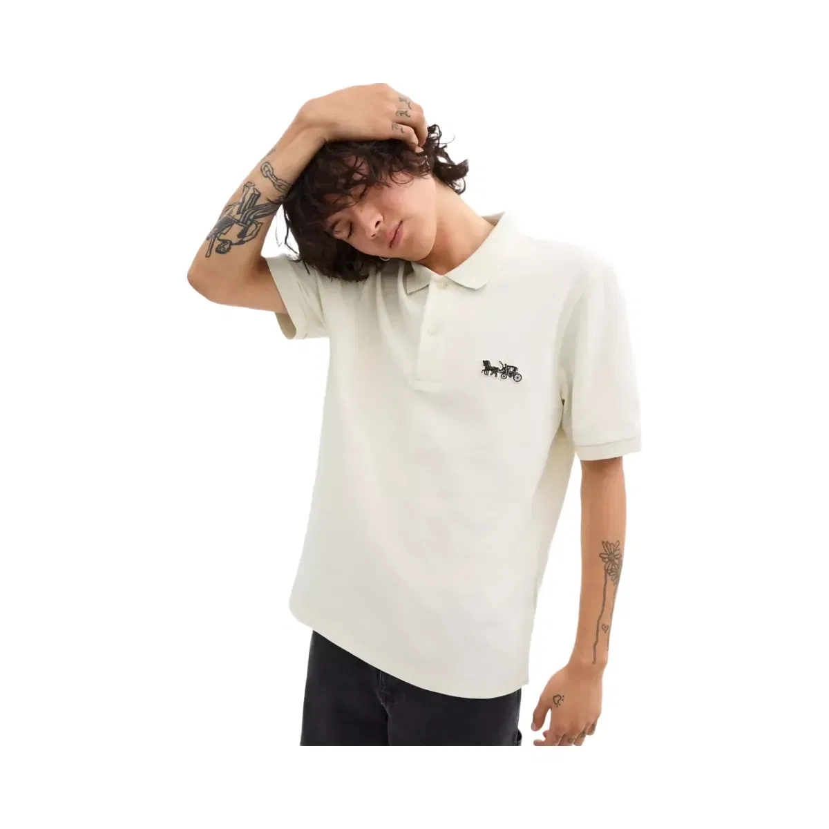 Coach Horse And Carriage Classic Polo In Organic Cotton in White
