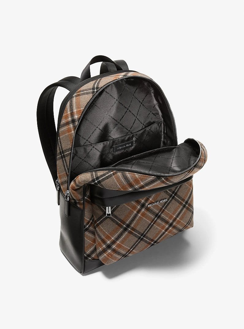 Pacey Plaid Print Wool Blend Backpack