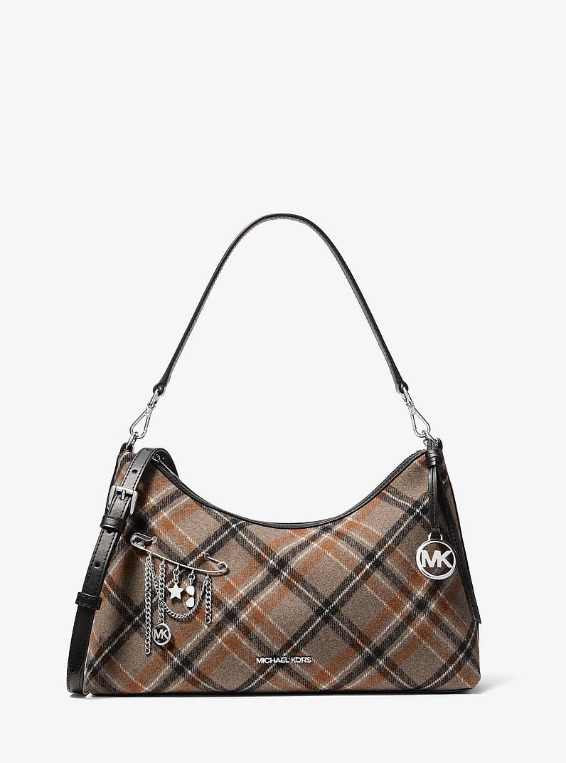Sammy Medium Plaid Print Wool Blend Convertible Shoulder Bag