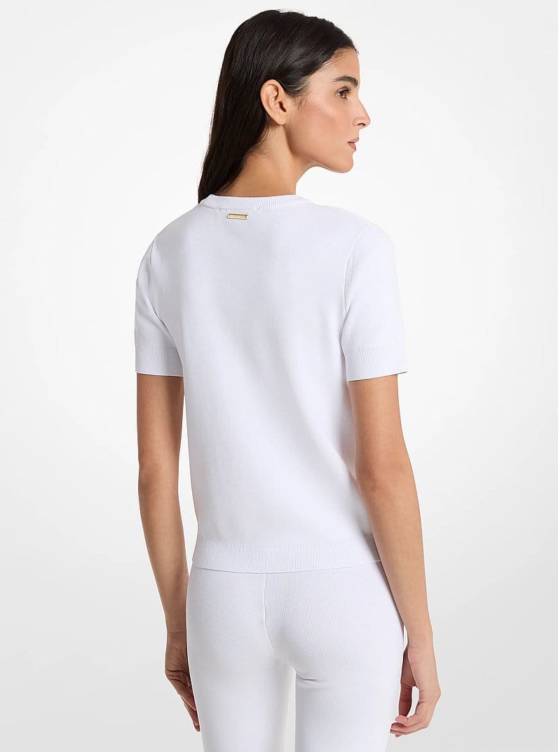 Laser Cut Stretch Knit Top