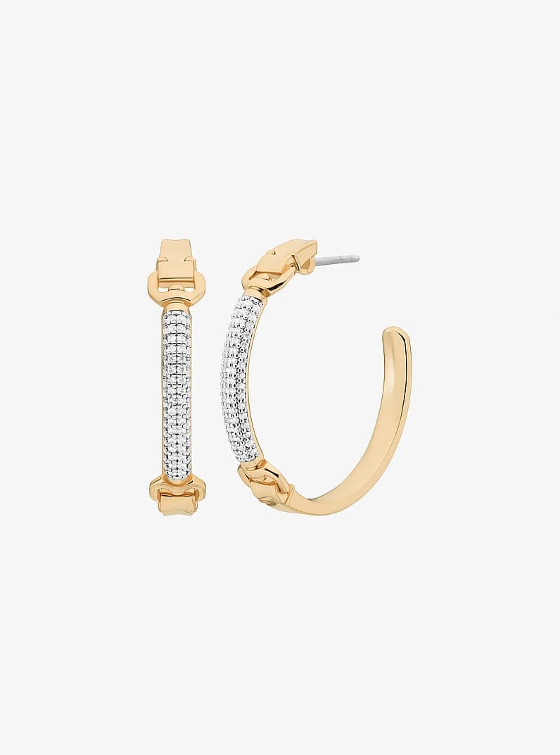 Pavé Horsebit Hoop Earrings
