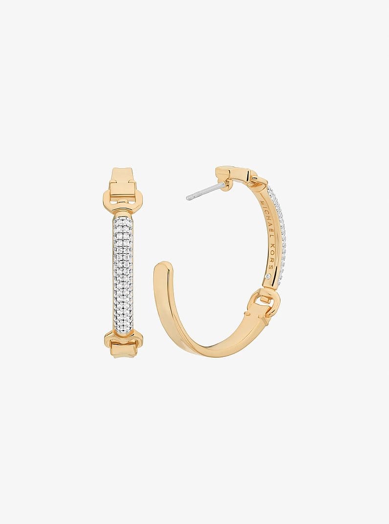 Pavé Horsebit Hoop Earrings