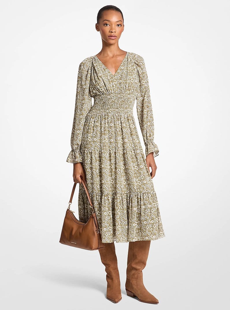 Floral Print Georgette Midi Dress