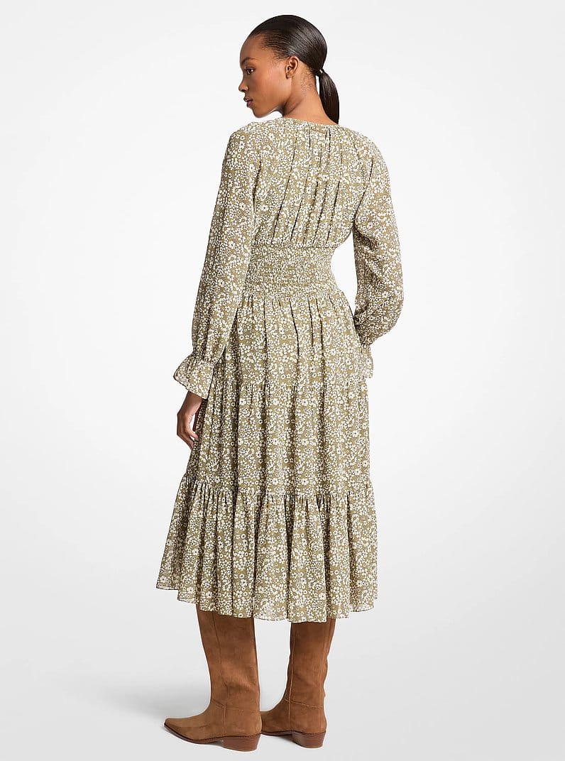Floral Print Georgette Midi Dress