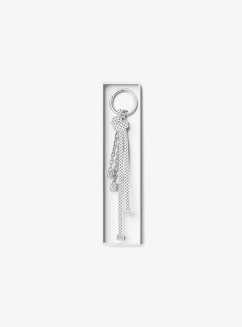 Silver-Tone and Speckled Cord Bag Charm