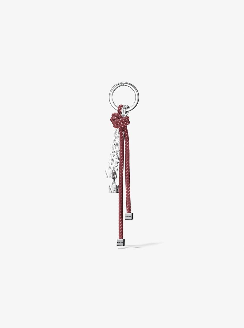 Silver-Tone and Speckled Cord Bag Charm