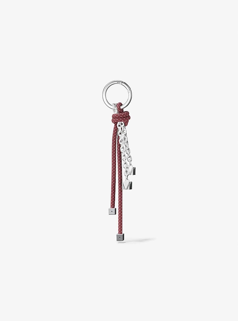 Silver-Tone and Speckled Cord Bag Charm