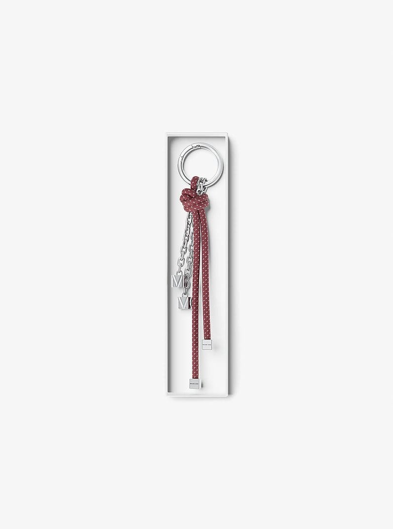 Silver-Tone and Speckled Cord Bag Charm