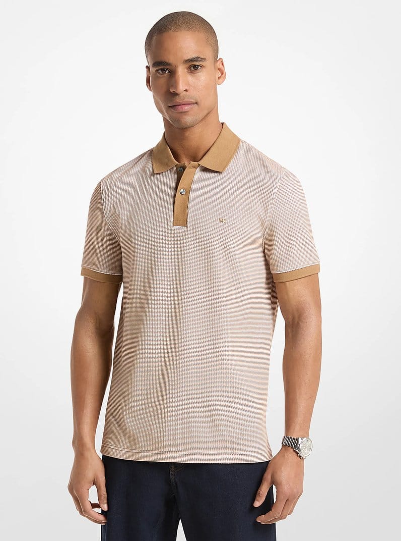 Waffle Stretch Cotton Polo Shirt