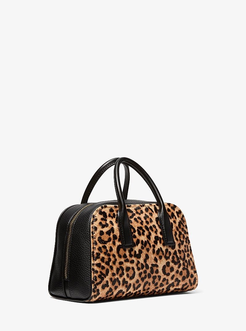Ashton Small Leopard Print Calf Hair Messenger Bag