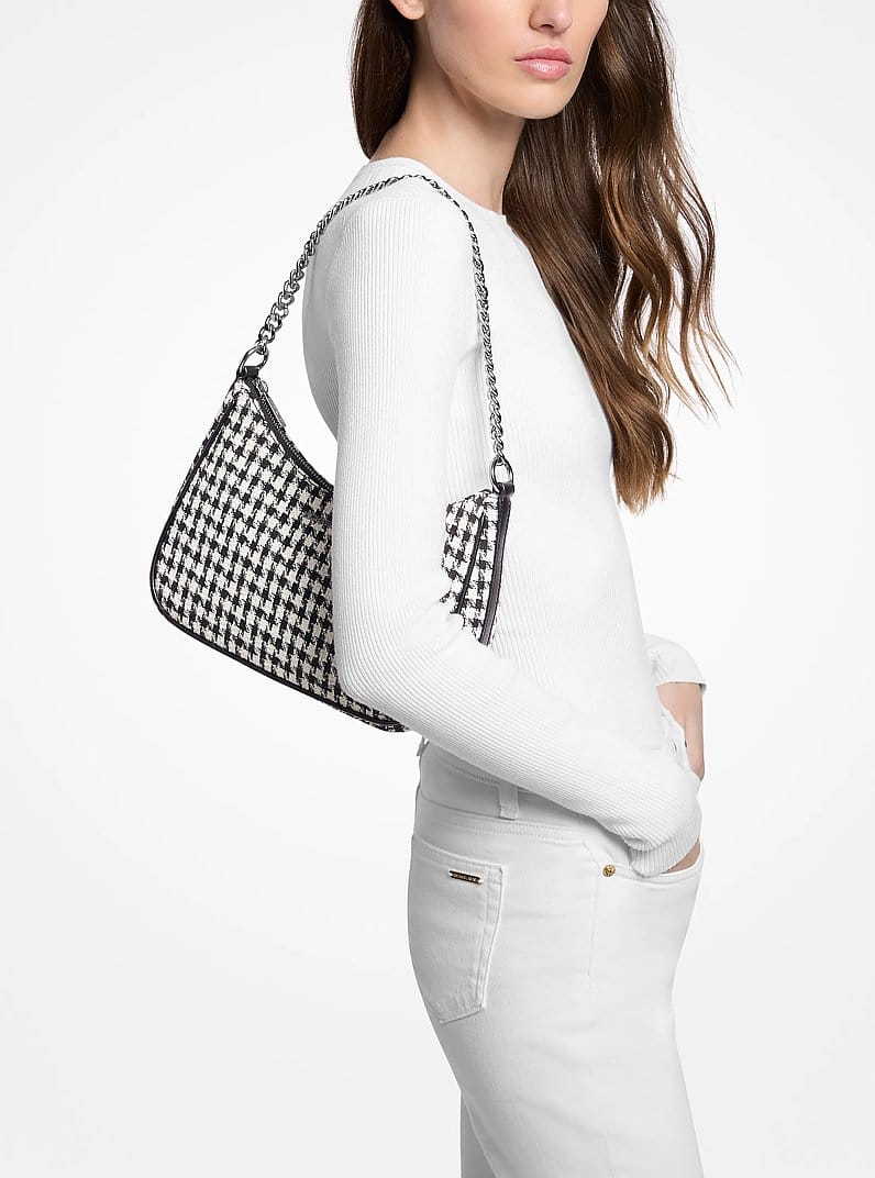 Jet Set Travel Houndstooth Woven Convertible Pochette