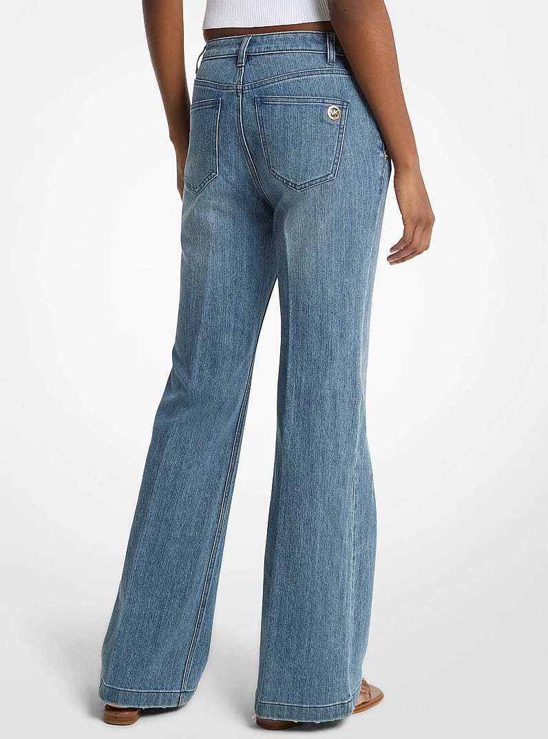 Pintuck Bootcut Stretch Denim Jeans