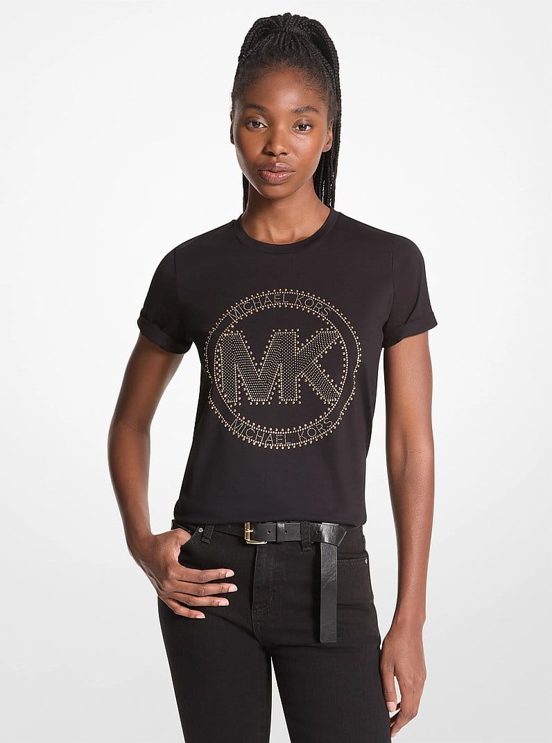 Studded Logo Charm Organic Cotton Jersey T-Shirt