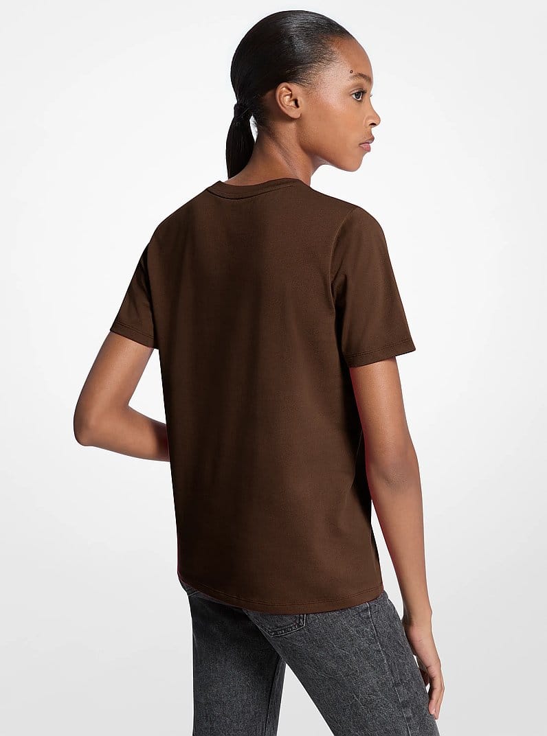Sequined Logo Cotton T-Shirt